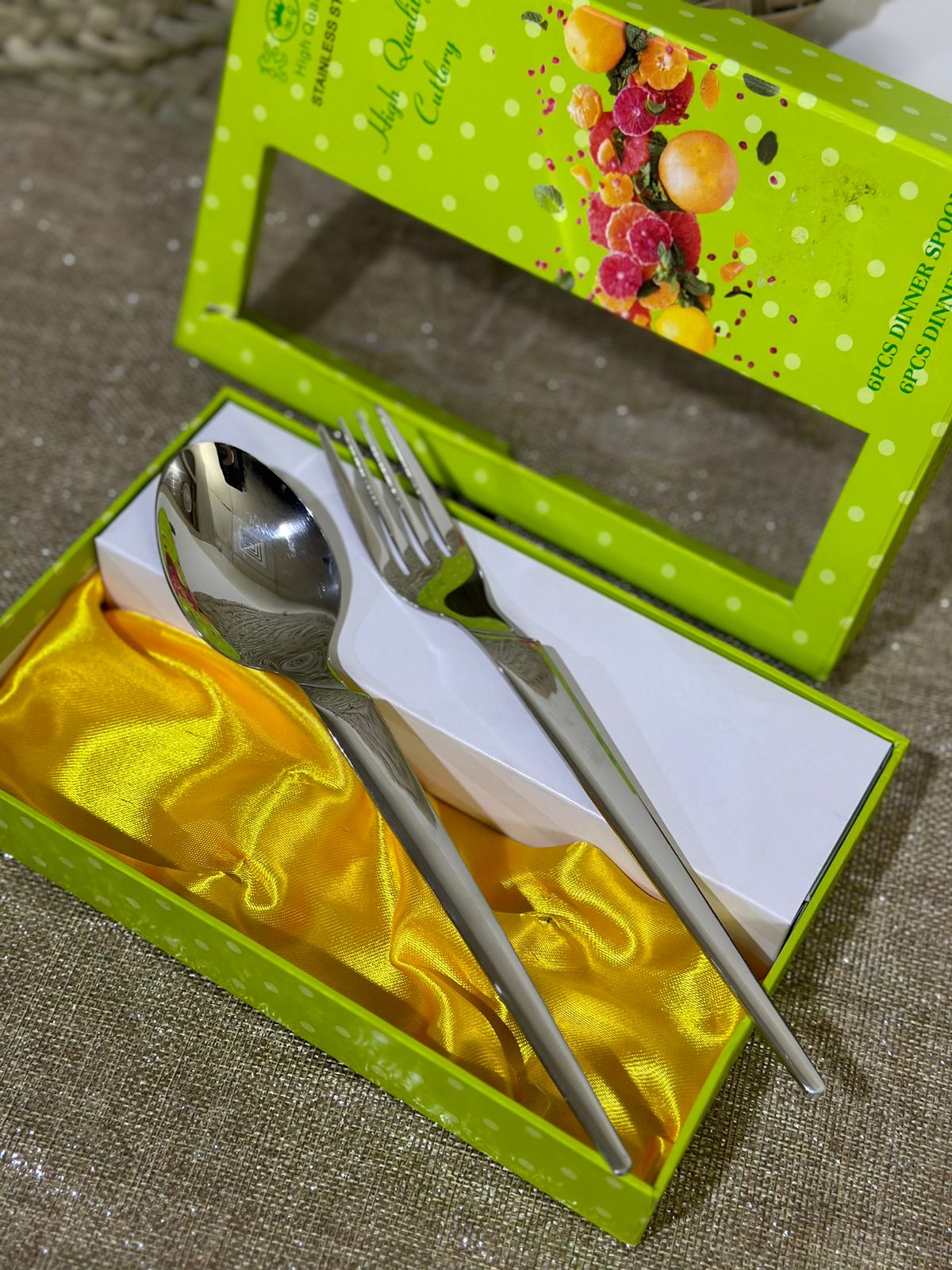 12 pcs Premium Stainless Steel Cutlery Fork and Spoon - Diqqawi Plates