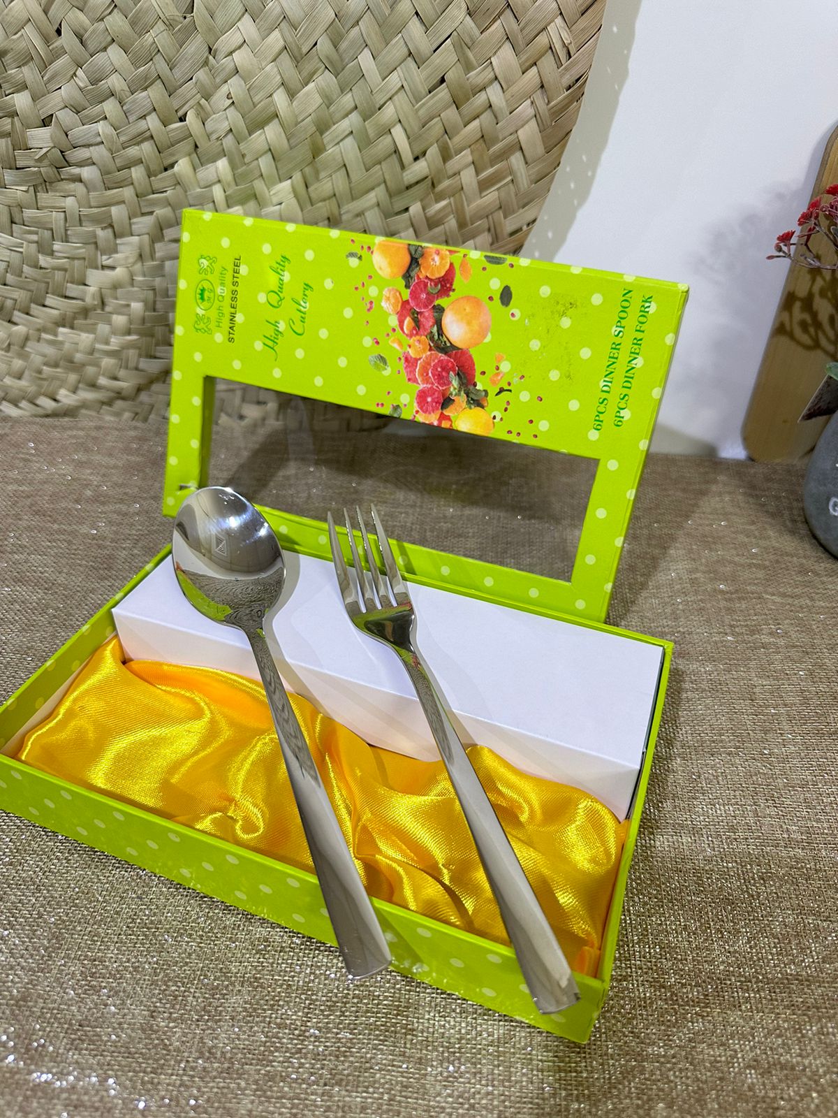 12 pcs Premium Stainless Steel Cutlery Fork and Spoon - Diqqawi Plates