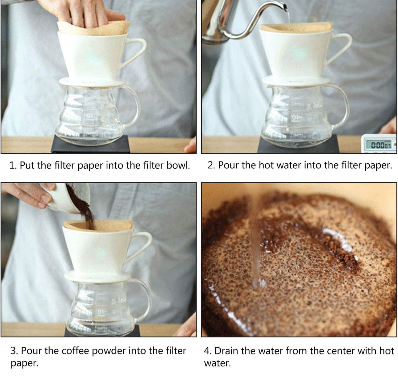 Ceramic Pour Over Coffee Dripper - White - Diqqawi Plates