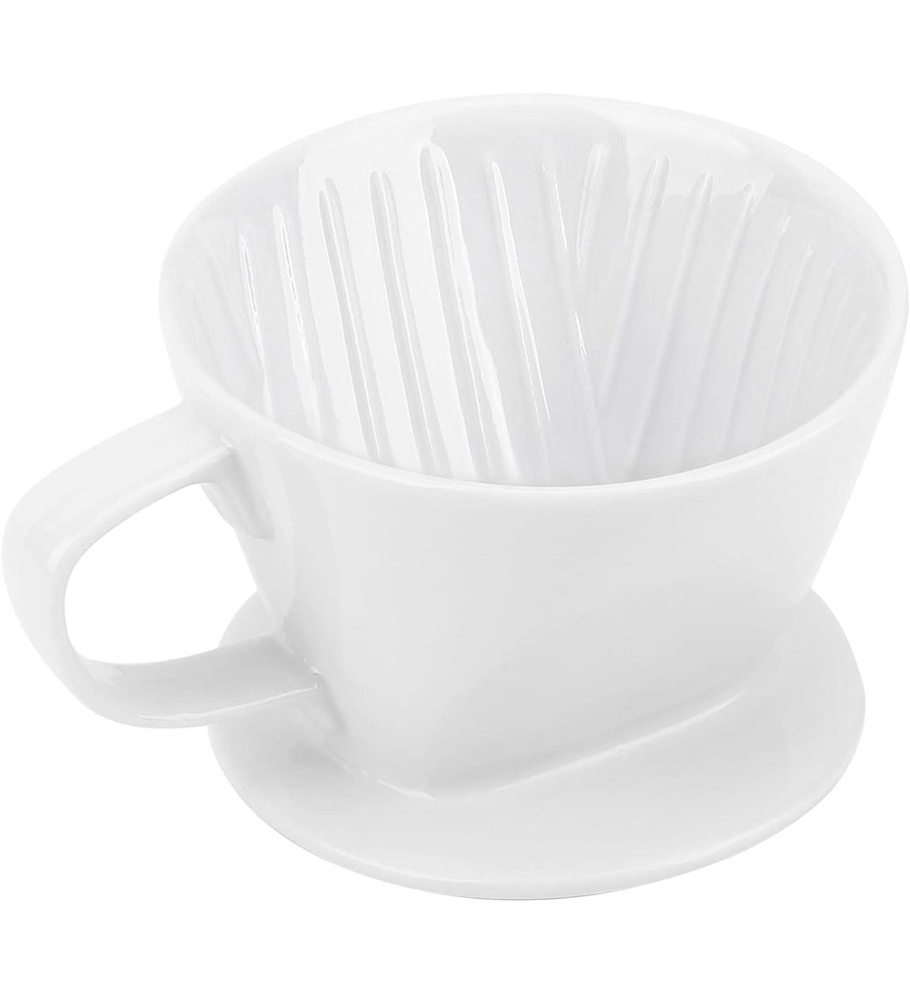 Ceramic Pour Over Coffee Dripper - White - Diqqawi Plates