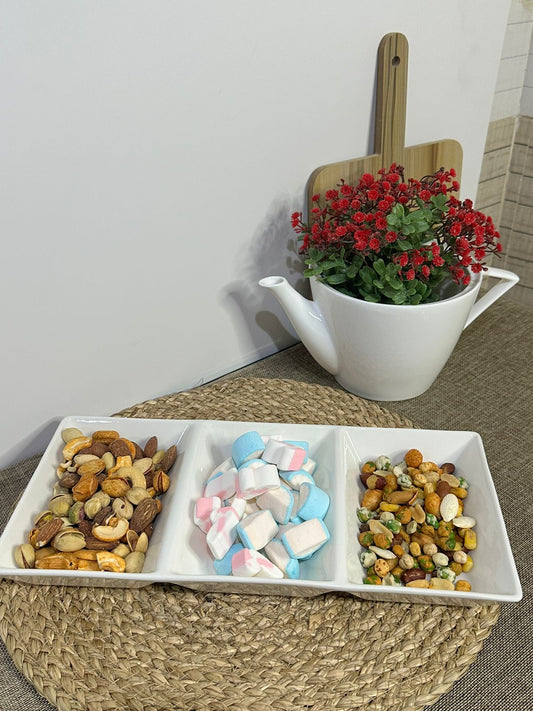 3-Well Rectangle Ceramic Container styl2 - Diqqawi Plates