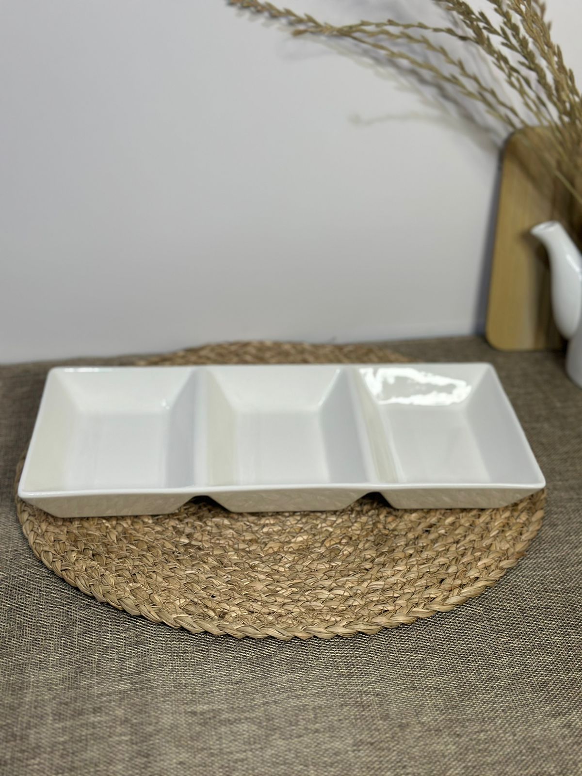 3-Well Rectangle Ceramic Container styl2 - Diqqawi Plates