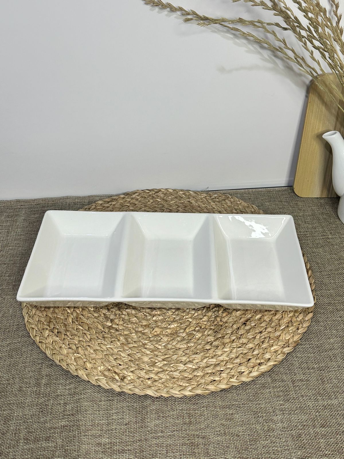 3-Well Rectangle Ceramic Container styl2 - Diqqawi Plates