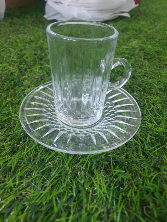 118ML Glass Coffee Cup with Plate styl2 - Diqqawi Plates