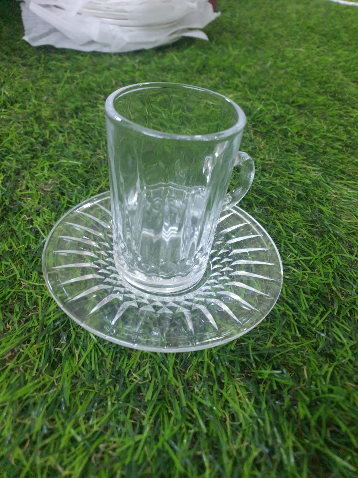 118ML Glass Coffee Cup with Plate styl2 - Diqqawi Plates