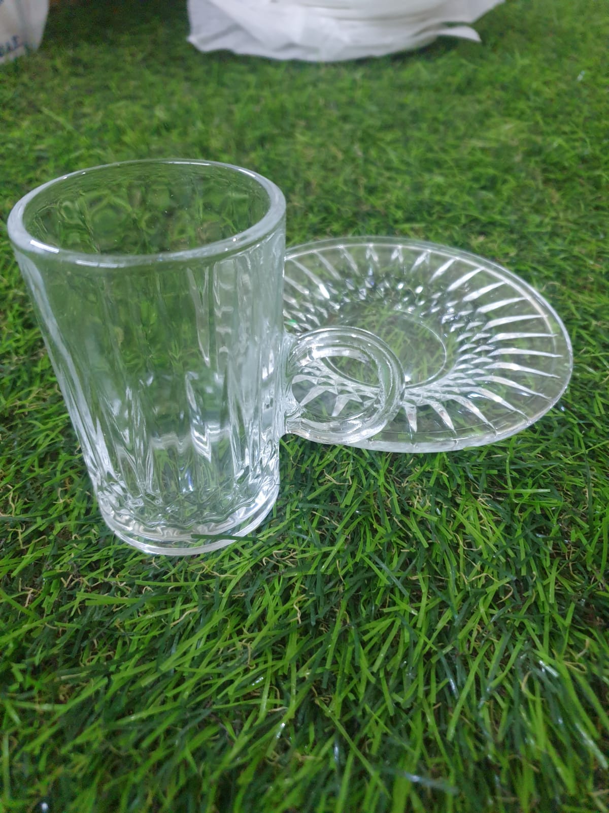 118ML Glass Coffee Cup with Plate styl2 - Diqqawi Plates