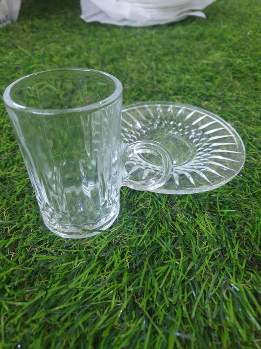 118ML Glass Coffee Cup with Plate styl2 - Diqqawi Plates