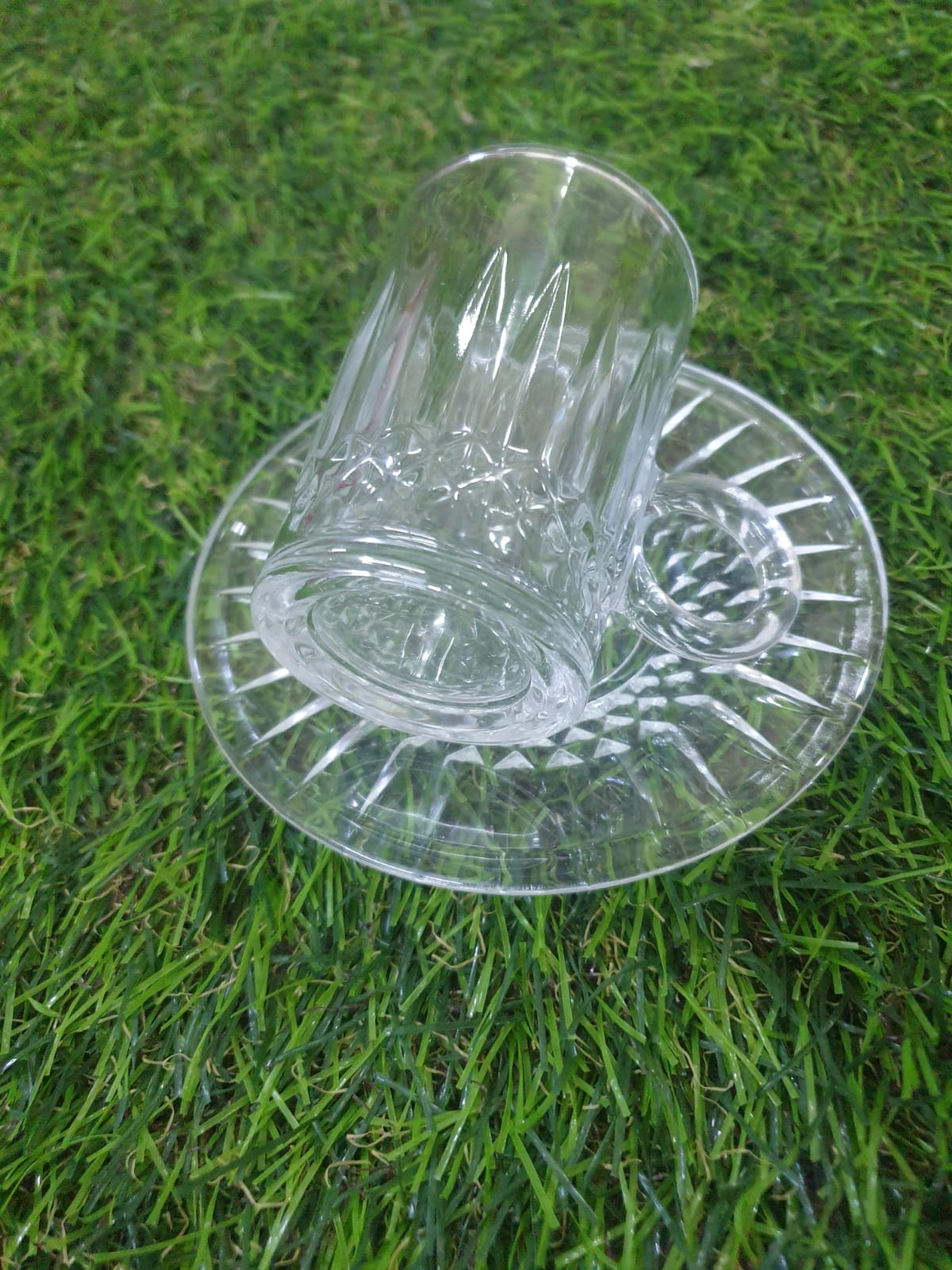 118ML Glass Coffee Cup with Plate styl2 - Diqqawi Plates
