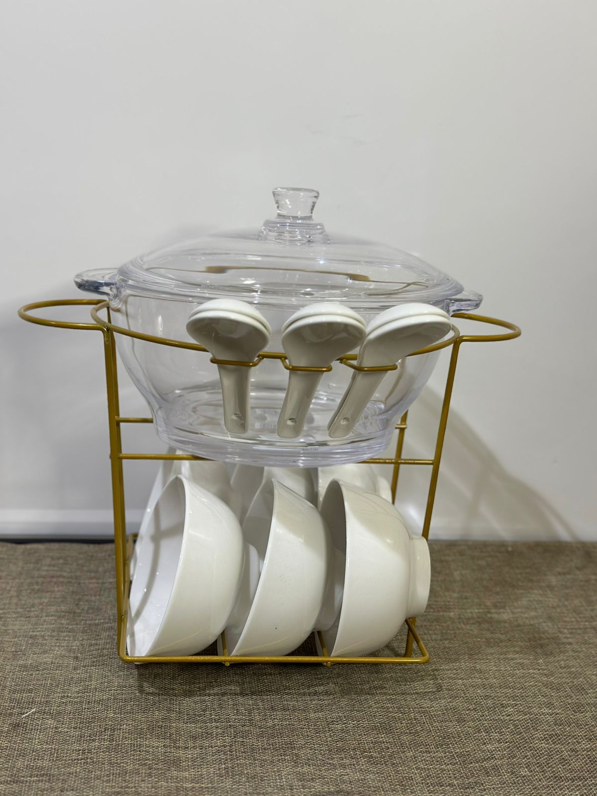 14-Piece Glass & Ceramic Serving Set with Iron Stand - Diqqawi Plates