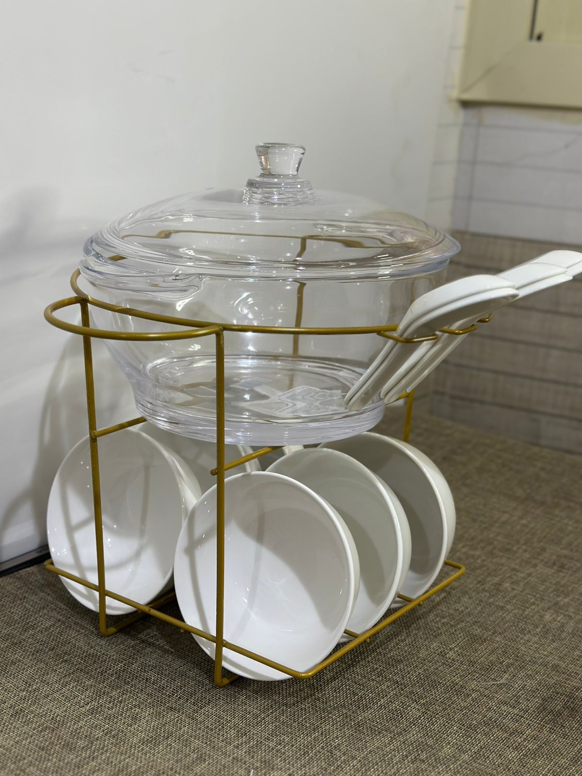 14-Piece Glass & Ceramic Serving Set with Iron Stand - Diqqawi Plates