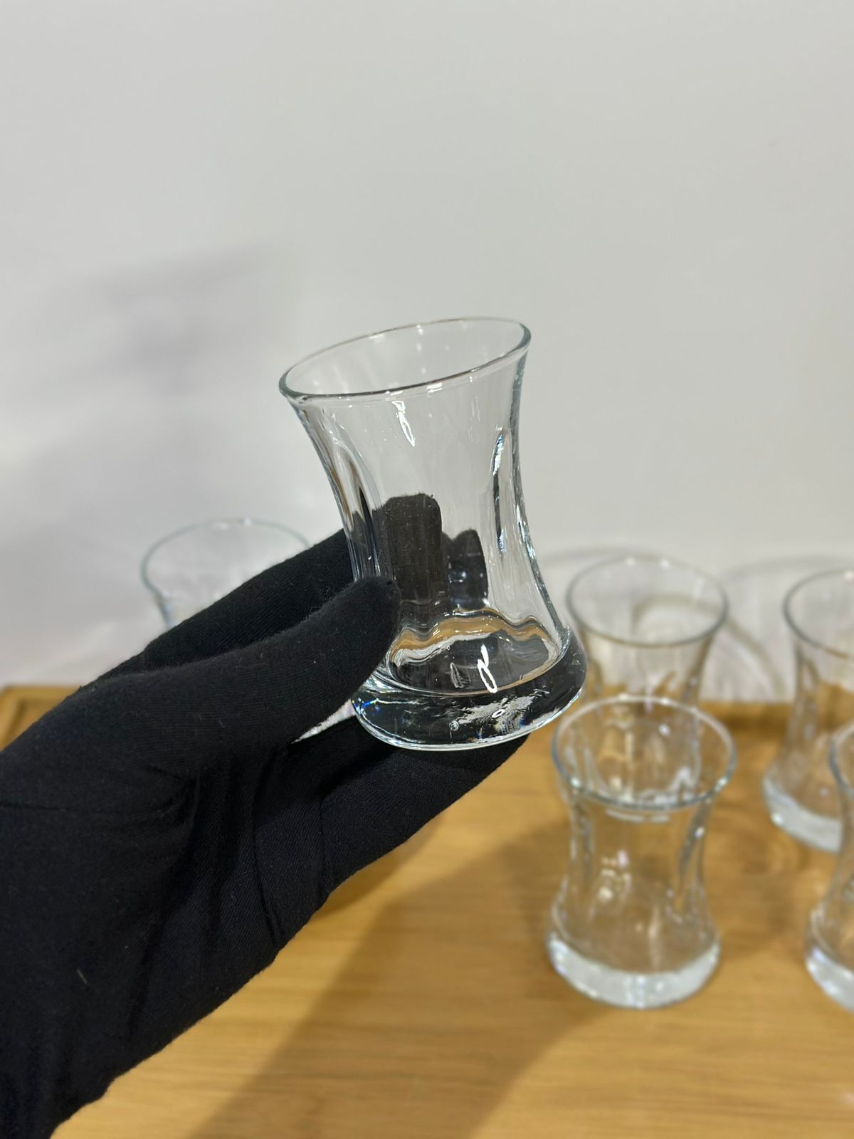 Glass Tea Cup (100ml) with Porcelain Plate & Silver Tea Spoon styl3 - Diqqawi Plates