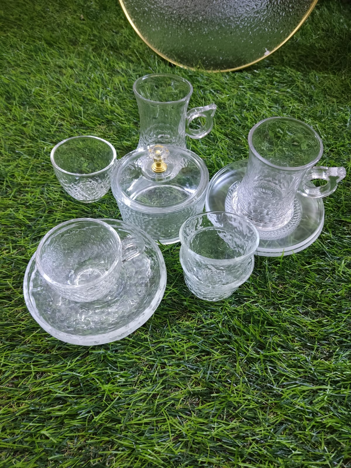 Elegant Glass Beverage Set with Serving Bowl and Tray - Diqqawi Plates