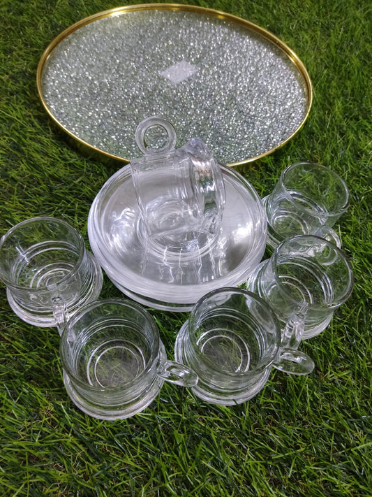 Elegant Glass Coffee Set with Tray - Diqqawi Plates