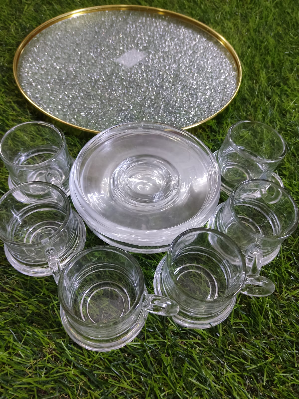 Elegant Glass Coffee Set with Tray - Diqqawi Plates