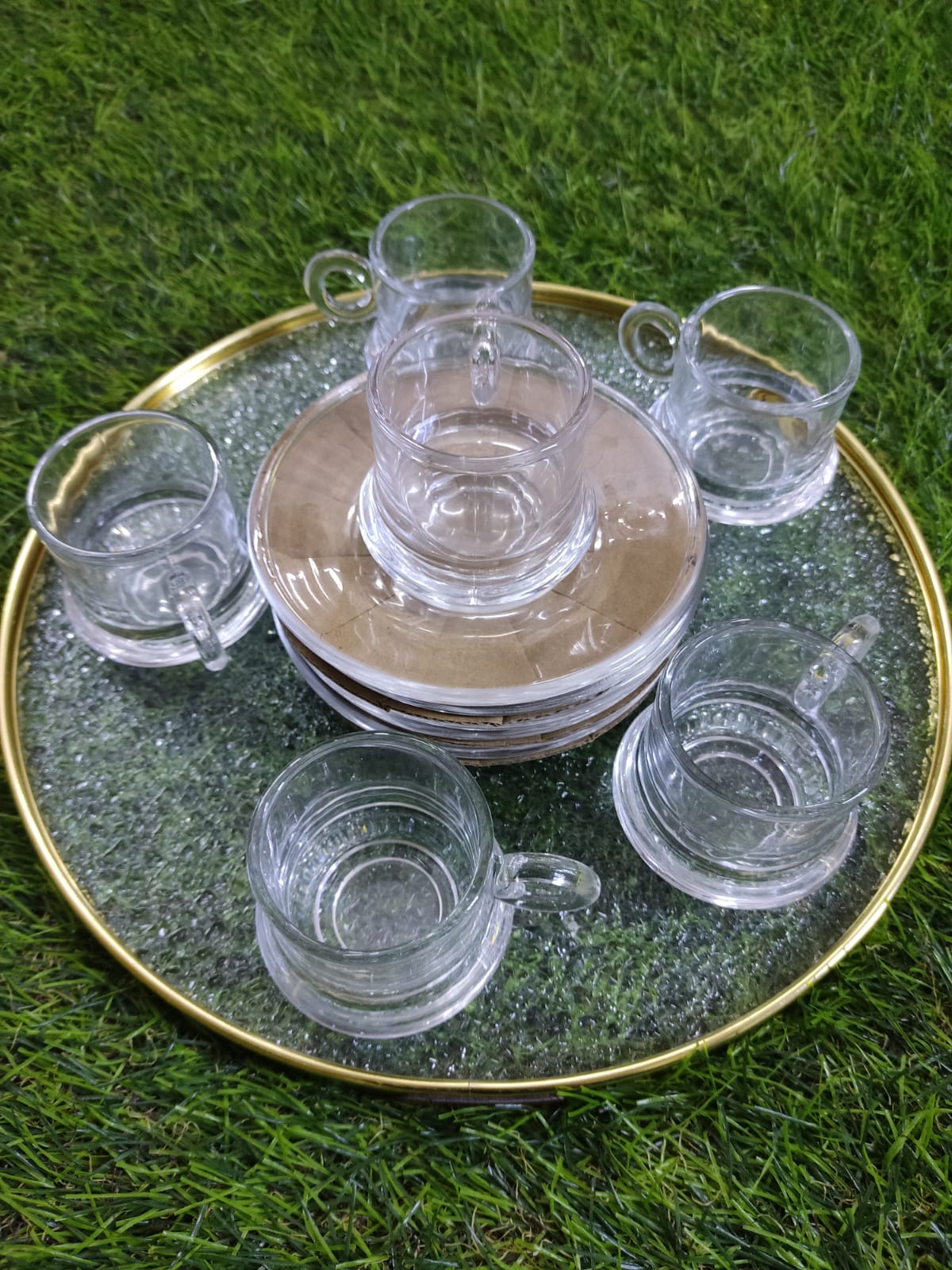 Elegant Glass Coffee Set with Tray - Diqqawi Plates