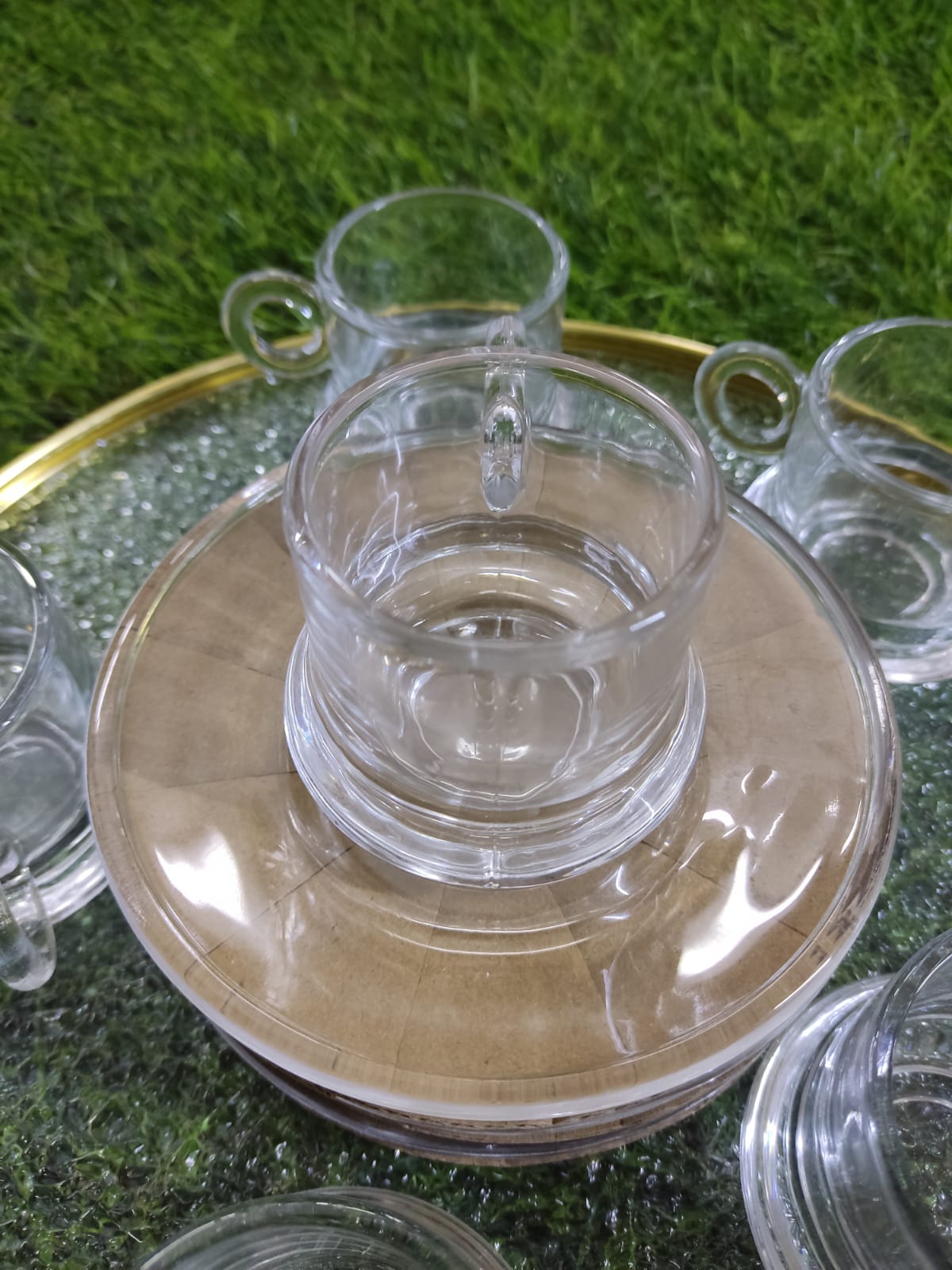 Elegant Glass Coffee Set with Tray - Diqqawi Plates
