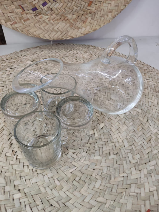 1500 ML Glass Water Juice Pitcher and 4 Cups 260ml - Diqqawi Plates