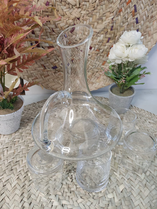 1500 ML Glass Water Juice Pitcher and 6 Cups 260ml - Diqqawi Plates