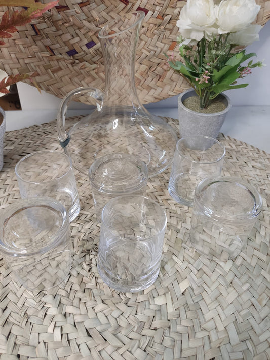 1500 ML Glass Water Juice Pitcher and 6 Cups 260ml - Diqqawi Plates