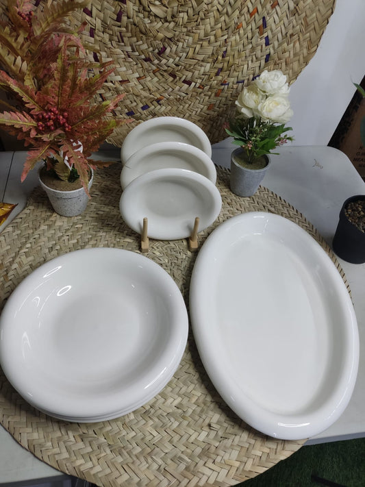 7pcs Luxury Rounded Porcelain Dining set - Diqqawi Plates