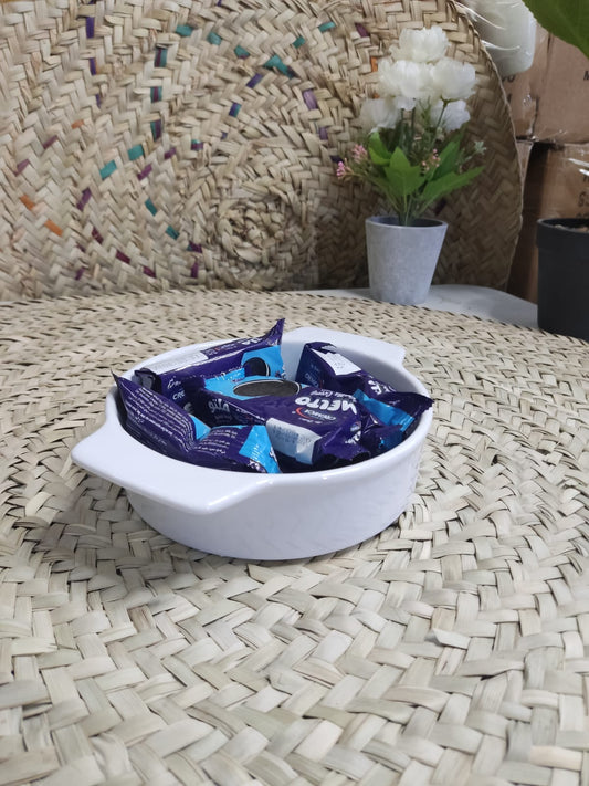 Medium Porcelain Serving Dish Bowl with handle styl12 - Diqqawi Plates