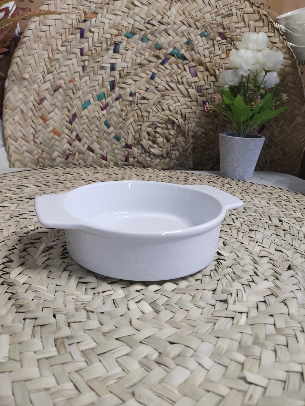 Medium Porcelain Serving Dish Bowl with handle styl12 - Diqqawi Plates