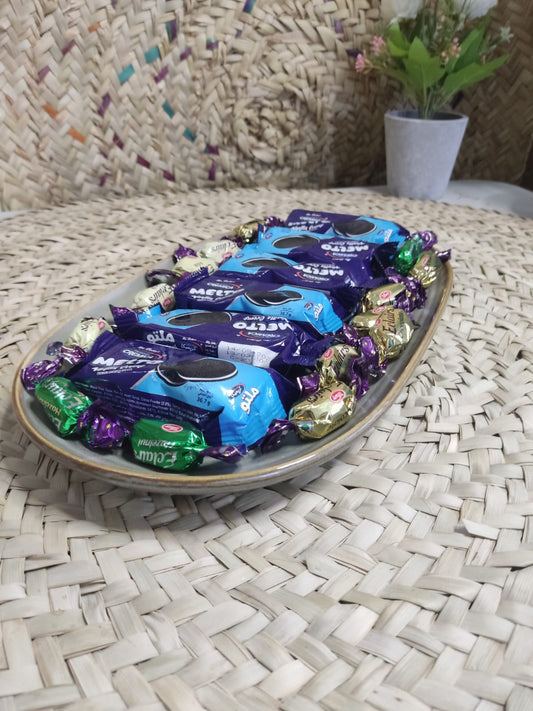 Greenish-Blue Rectangular Ceramic Plate 35 cm - Diqqawi Plates