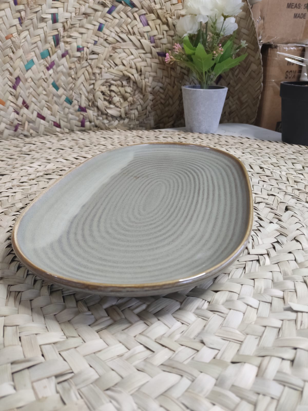 Greenish-Blue Rectangular Ceramic Plate 35 cm - Diqqawi Plates