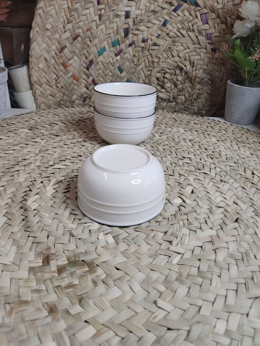 Medium Luxury Porcelain Bowl with Balck Rim - Diqqawi Plates