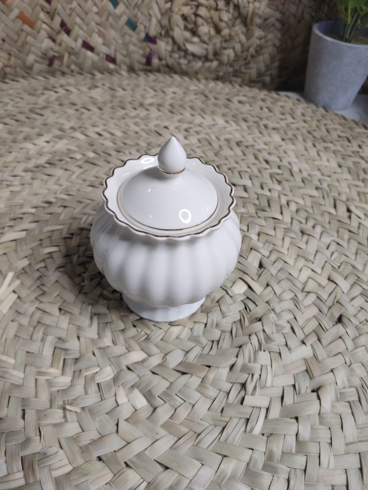 Porcelain Spice Jar with Lid and Spoon - Diqqawi Plates