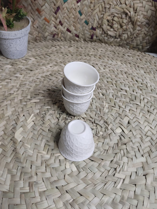 White Porcelain Coffee Cup – Geometric Pattern - Diqqawi Plates