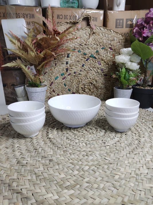 Premium Porcelain Serving Bowl Set – 7 Pieces model B - Diqqawi Plates