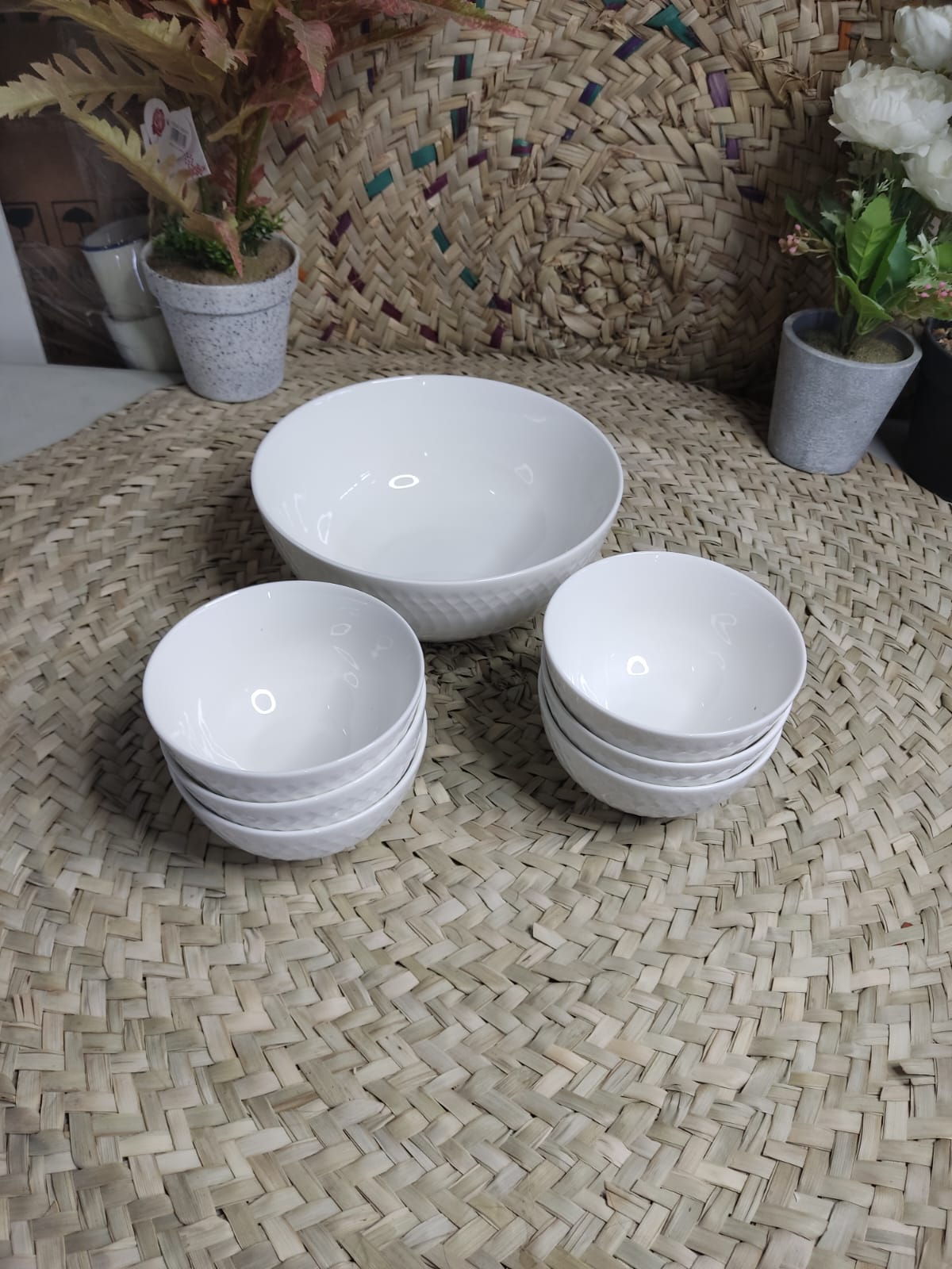 Premium Porcelain Serving Bowl Set – 7 Pieces model B - Diqqawi Plates