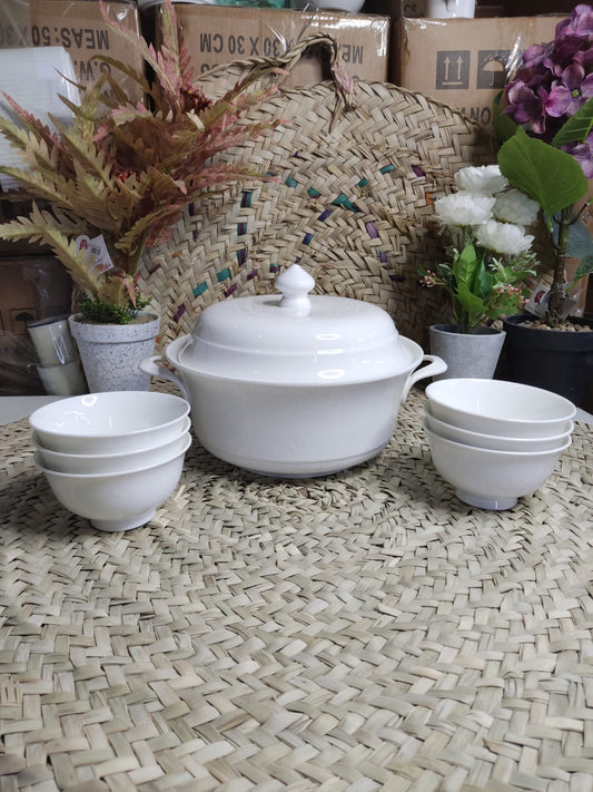 Luxury White Porcelain Serving Set – 7 Pieces - Diqqawi Plates