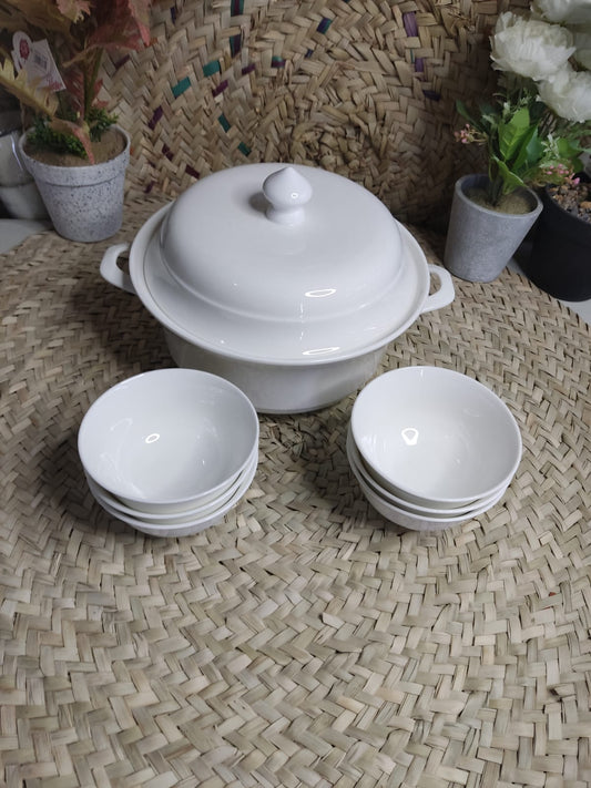 Luxury White Porcelain Serving Set – 7 Pieces - Diqqawi Plates