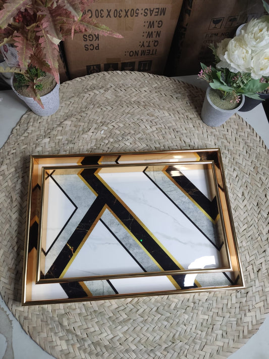 Stylish Plastic Tray with Wooden base styl2 - Diqqawi Plates