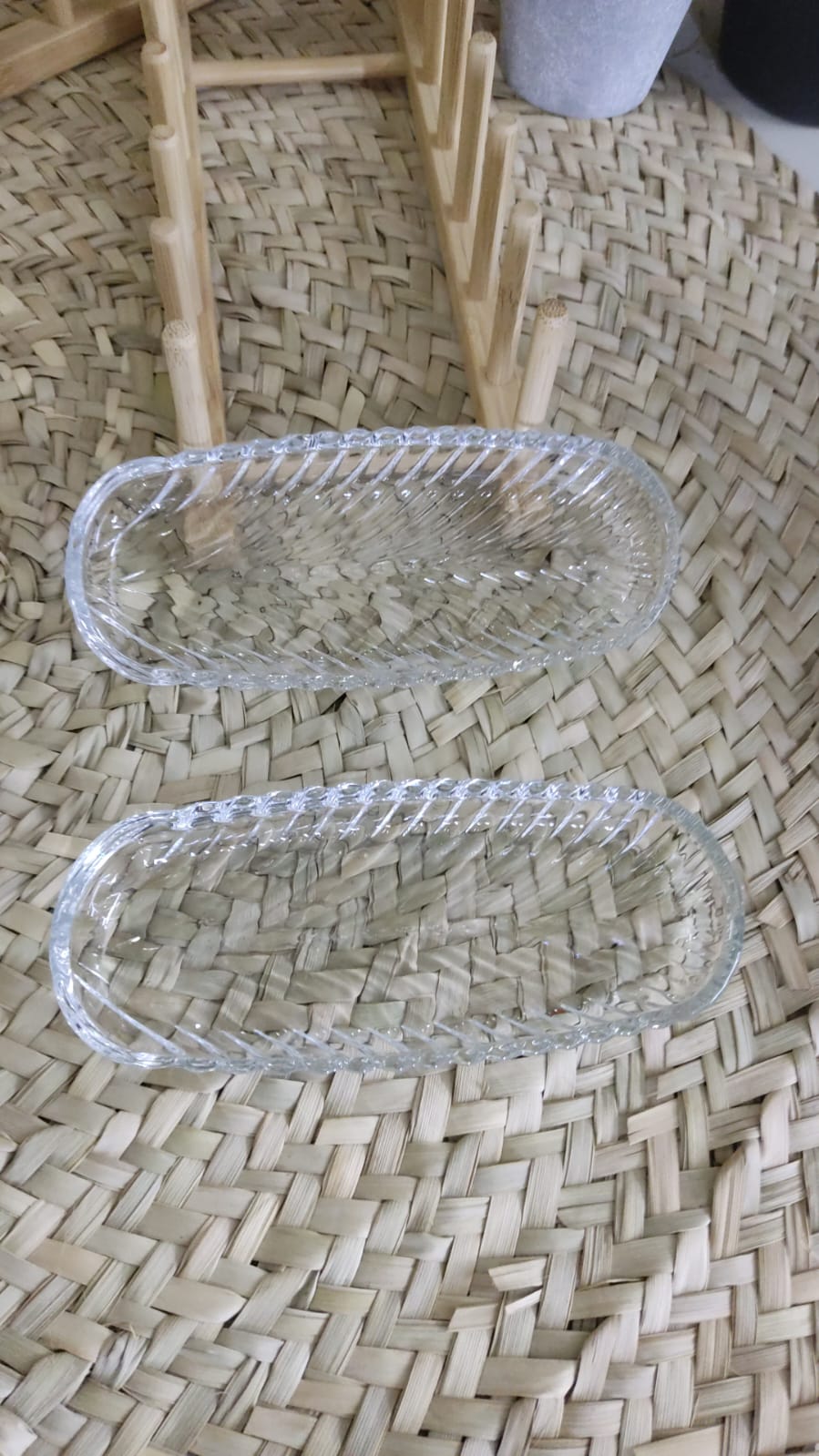2pcs Small Ribbed glass dessert rectangle plate - Diqqawi Plates