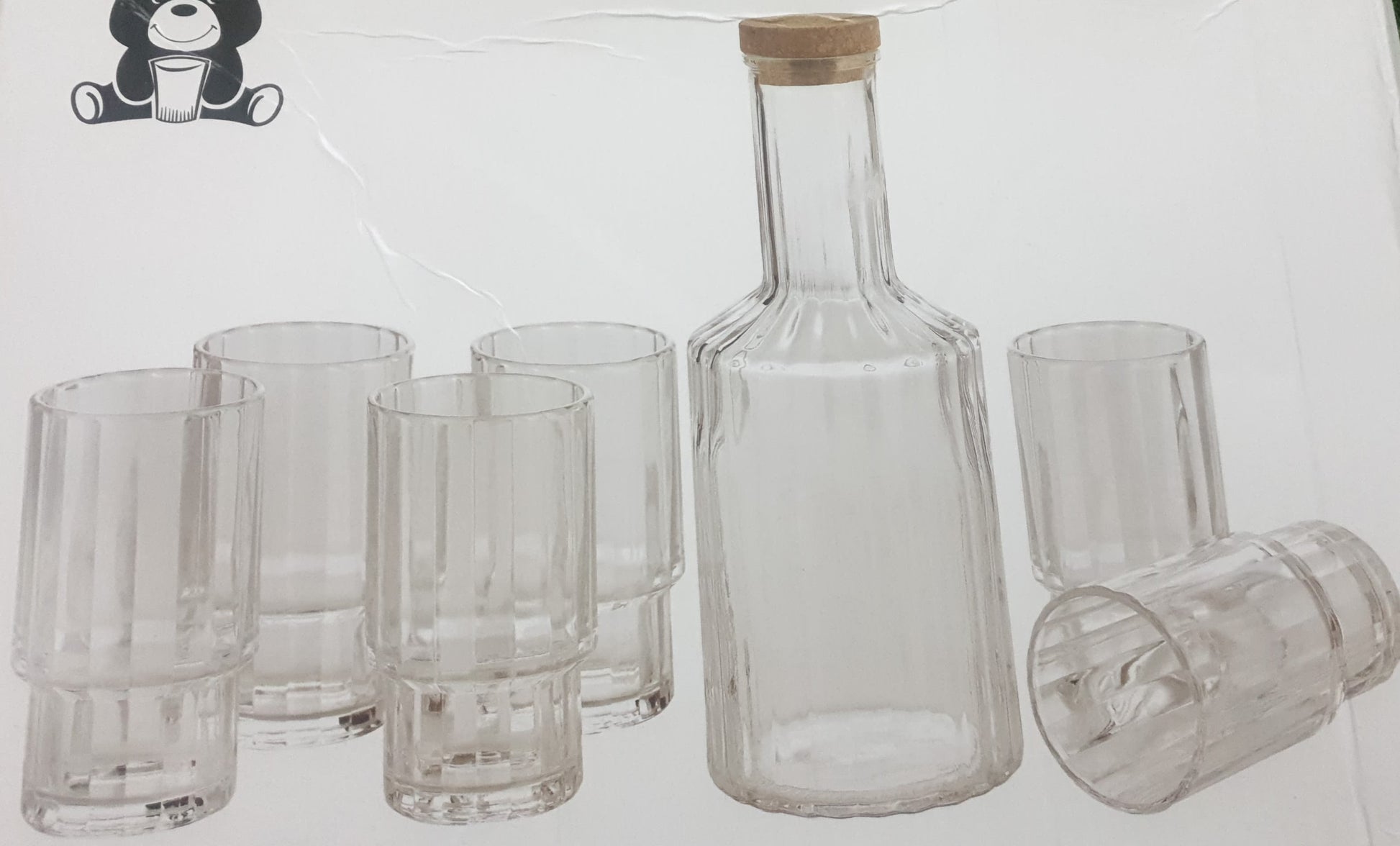 1000 ML Glass Water Juice Jug with 6 cups styl - Diqqawi Plates