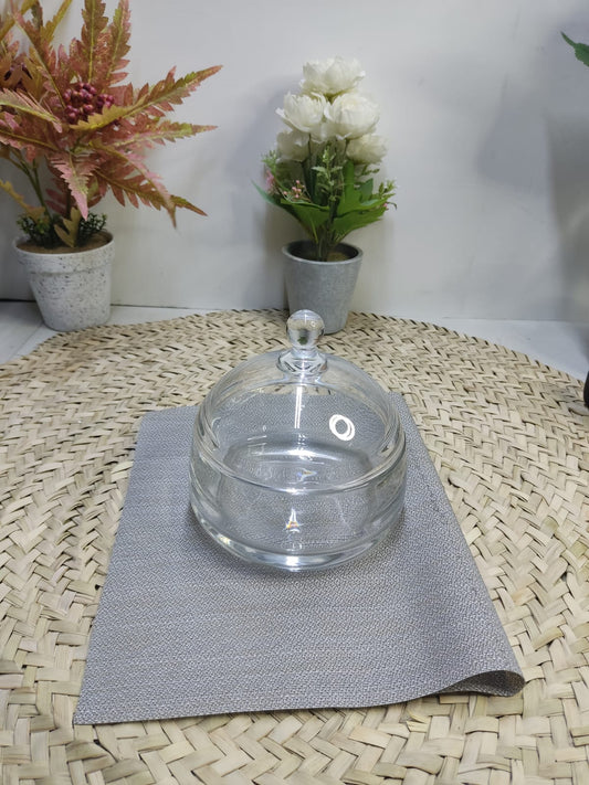 Heavy Glass Candy Bowl with Lid (14 cm)