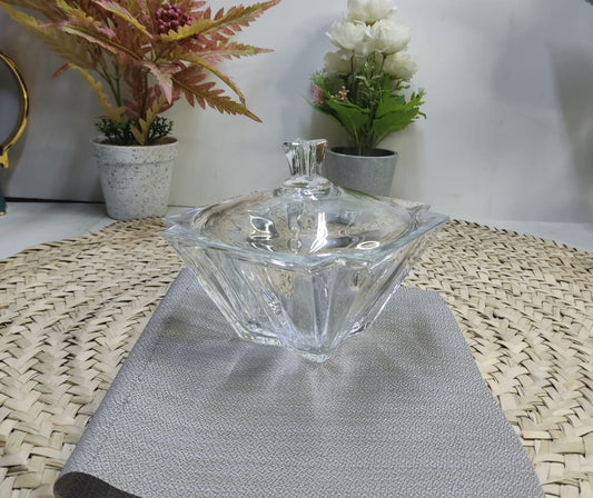 Heavy Glass Candy Bowl with Lid (16 cm)