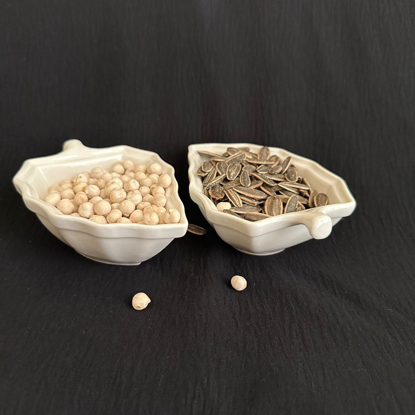 White Leaf Deep Porcelain Bowl for nuts - Diqqawi Plates