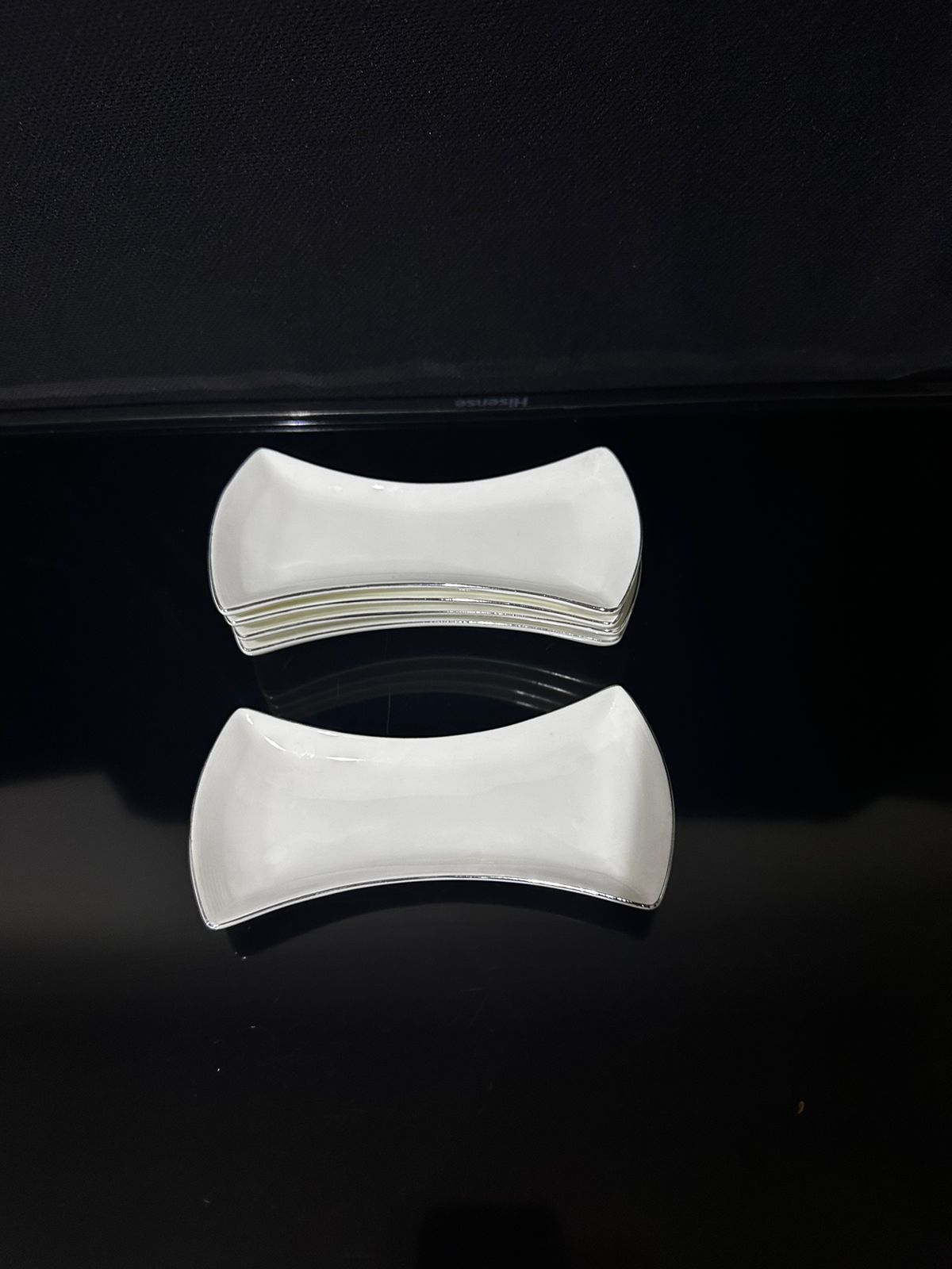 3pcs set Stylish Oval White flat plate for cokies - Diqqawi Plates