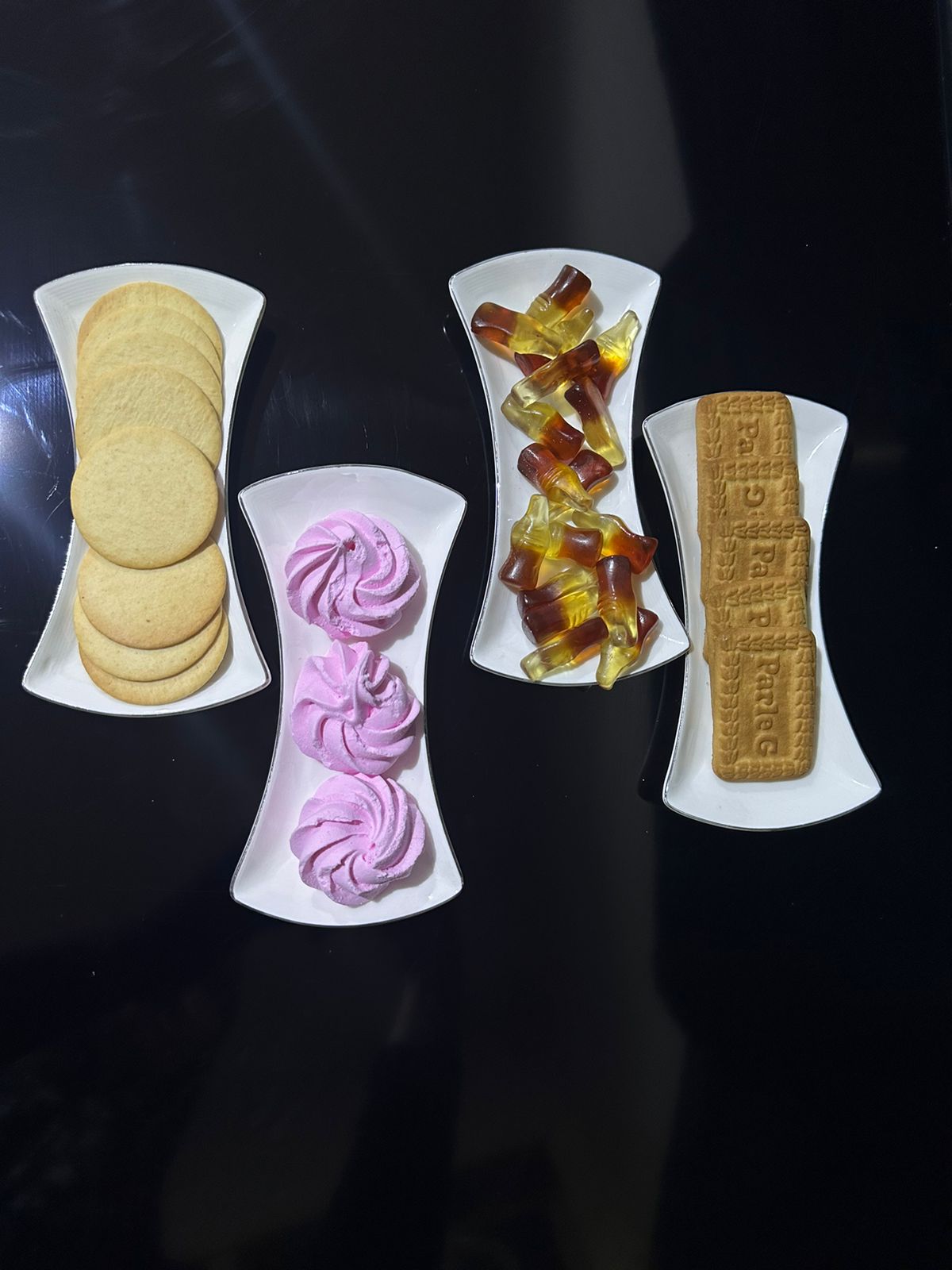 3pcs set Stylish Oval White flat plate for cokies - Diqqawi Plates