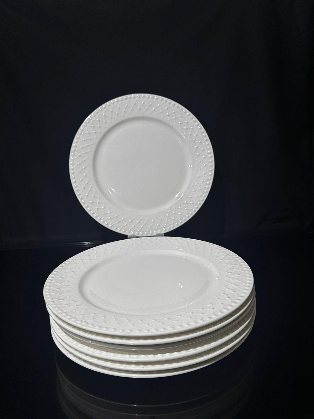 Luxury Decorated White flat plate porcelain styl9 - Diqqawi Plates