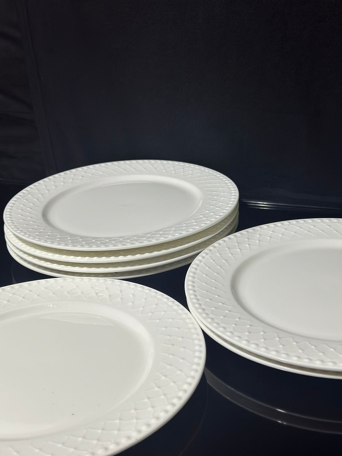 Luxury Decorated White flat plate porcelain styl9 - Diqqawi Plates