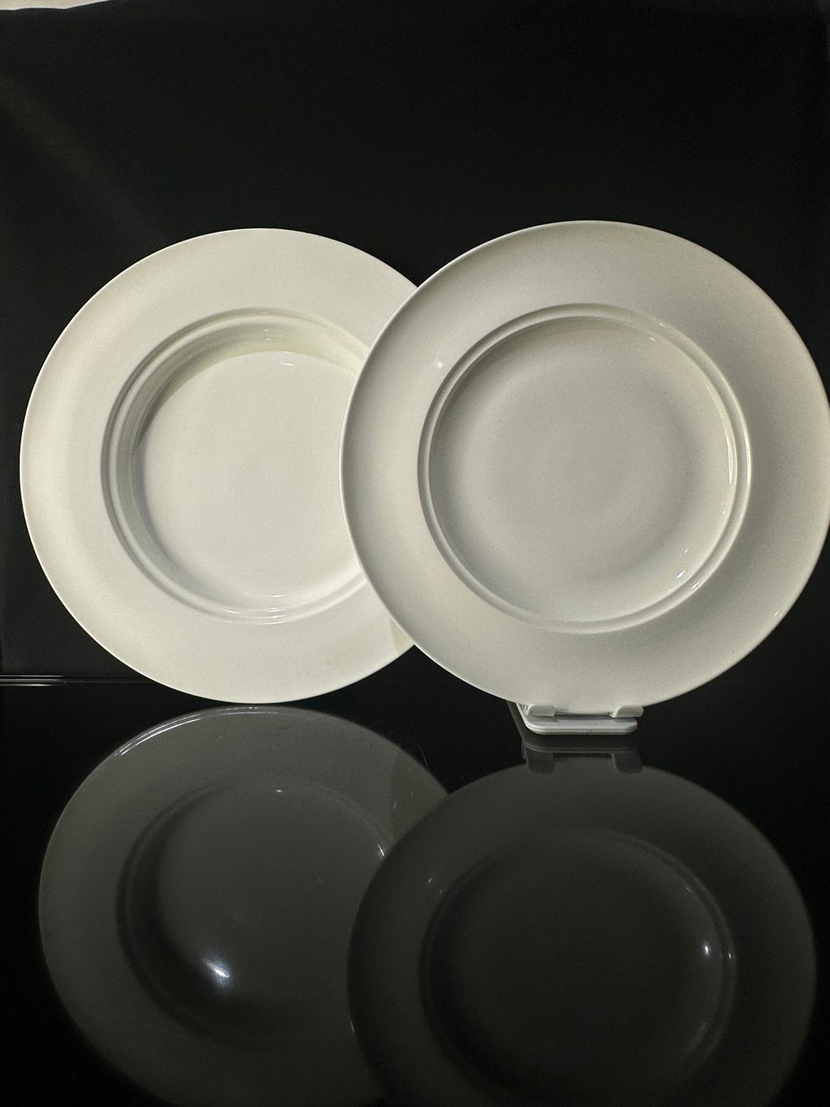 circle Bright White Porcelain Flat Plate sty8 - Diqqawi Plates