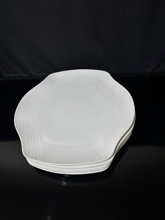 Decorative circle Bright White Porcelain Flat Plate styl3 - Diqqawi Plates