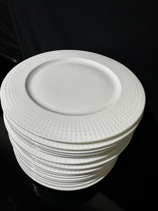 Decorative circle Bright White Porcelain Flat Plate styl7 - Diqqawi Plates
