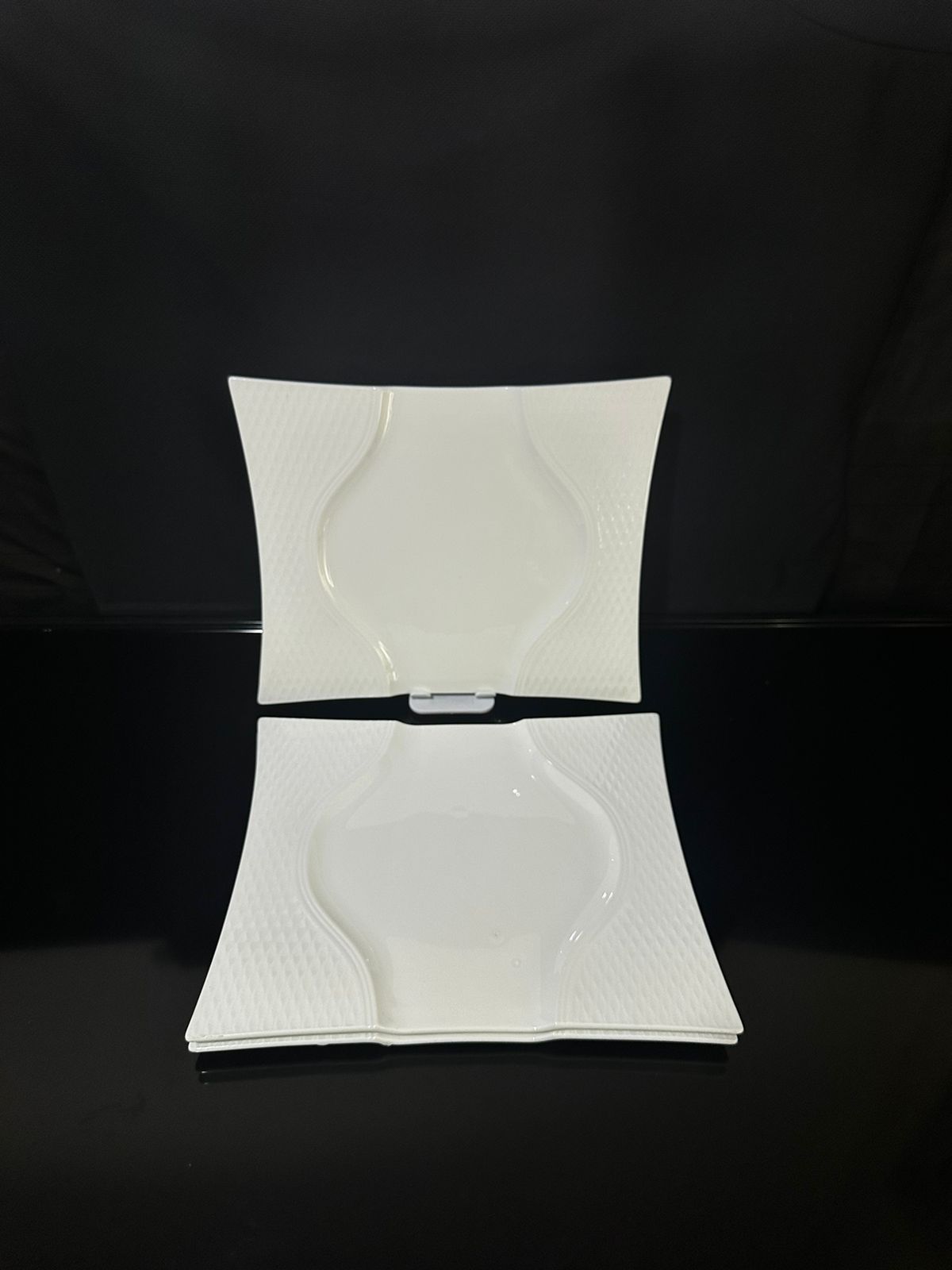 Decorative Square Bright White Porcelain Flat Plate styl2 - Diqqawi Plates