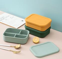 4 Compartment Silicone Lunch Box Reusable for Kids and Adults - Diqqawi Plates